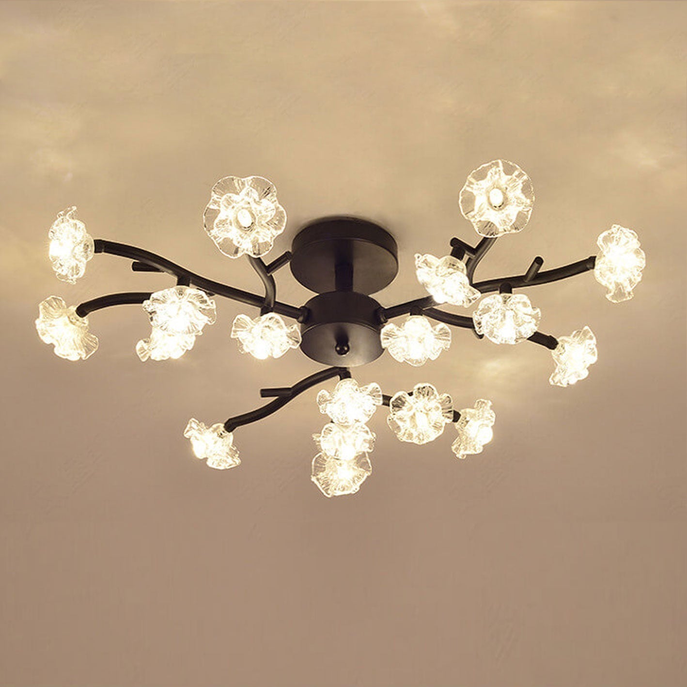 Nordic Creative Plum Blossom Tree Branch LED Semi-flush Mount Ceiling Light