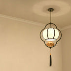 Traditional Chinese Luxury Wrought Iron Fabric 1-Light Pendant Light For Living Room Lumendat