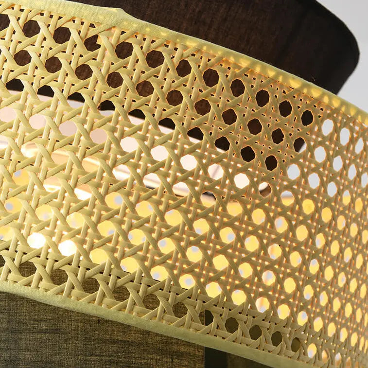 Modern Rattan Japanese Drum Shape 1-light Pendant Light BulbSquare