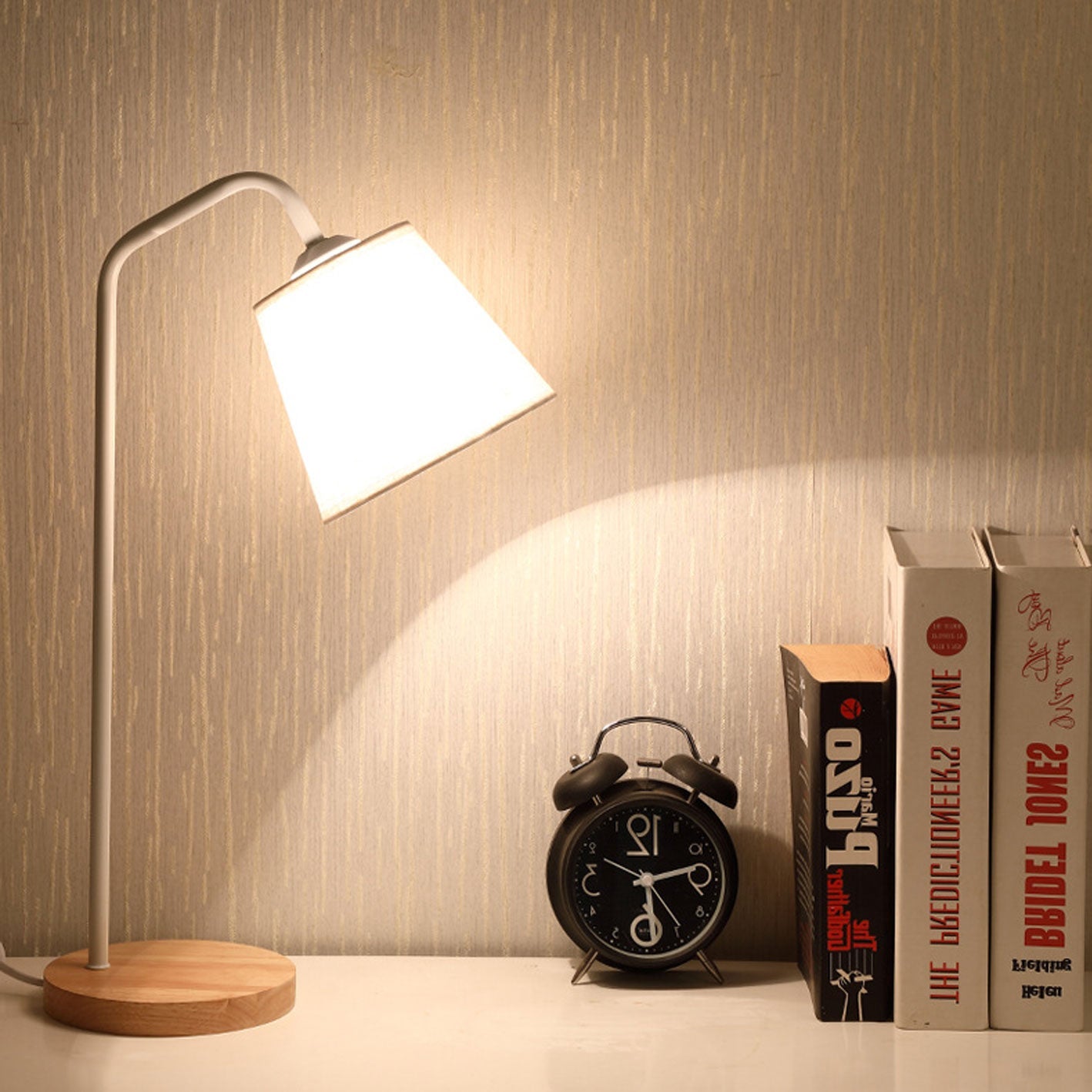 Nordic Minimalist Cone Linen Shade Wood Base 1-Light Table Lamp Lumendat