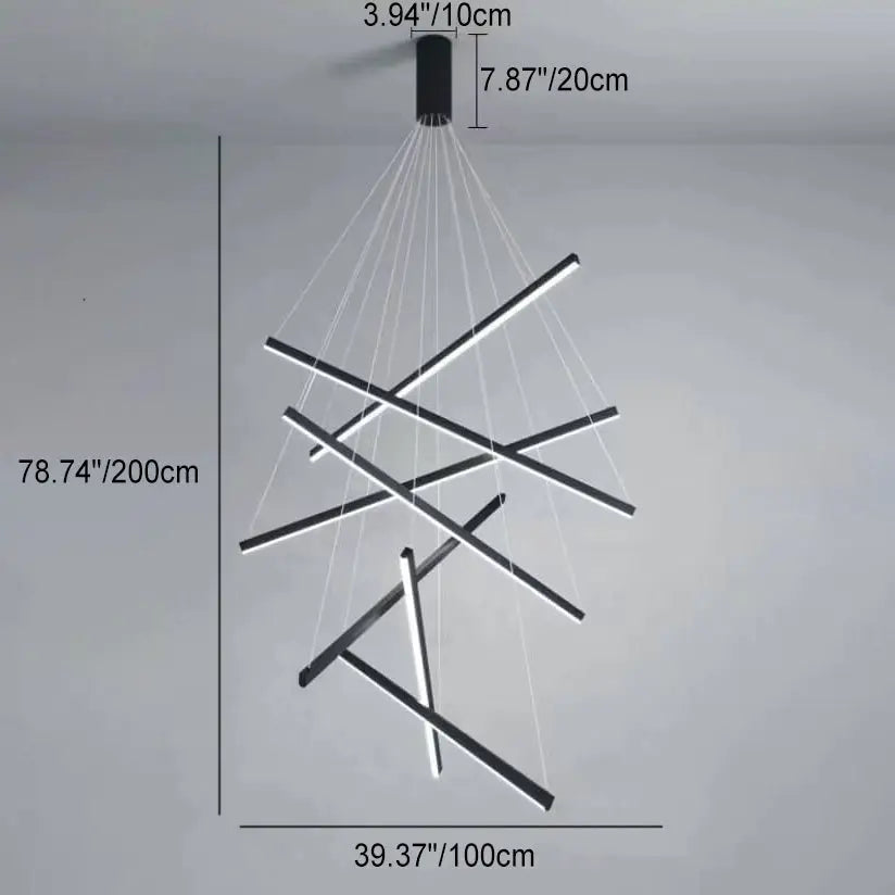 Nordic Light Luxury Iron Aluminum Geometric Line Combination LED Chandelier Lumendat