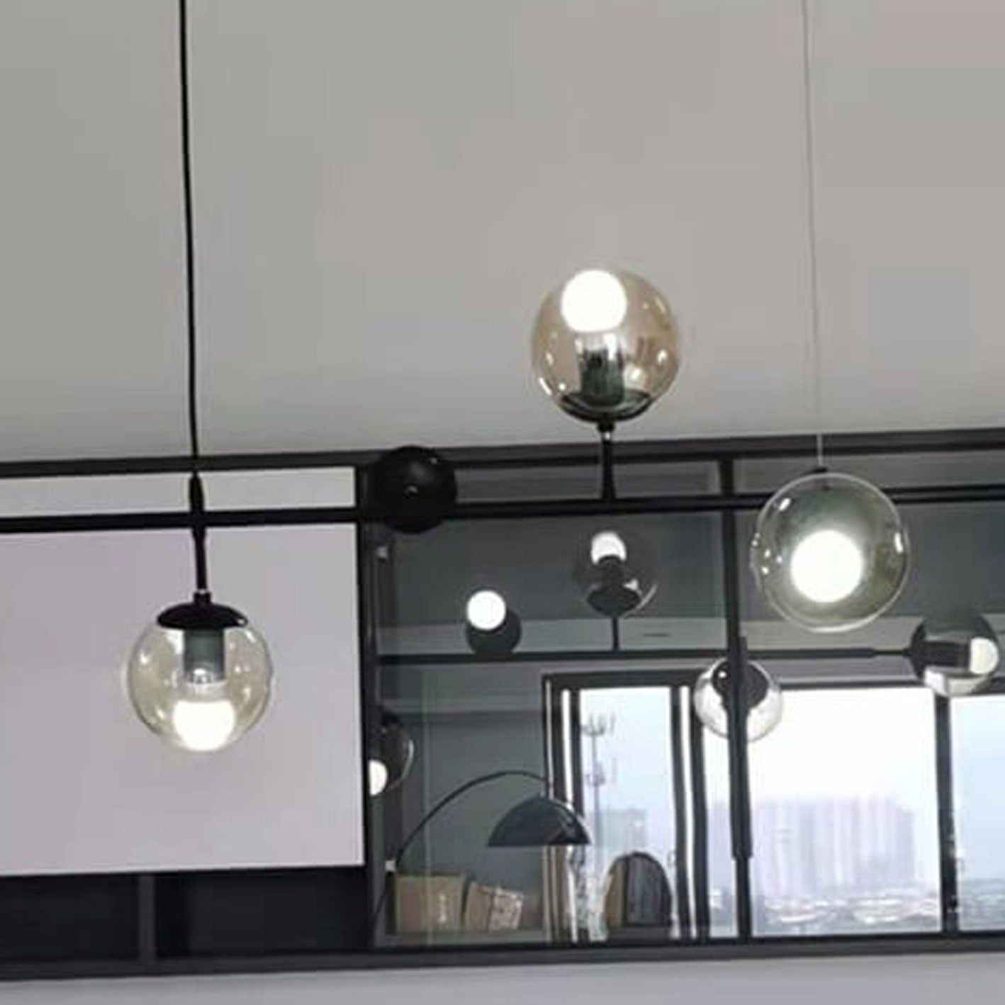Modern Minimalist Long Glass Round Globe Island Light 6-light Chandelier