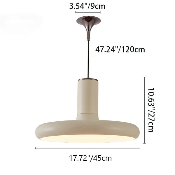Traditional Chinese Round Cylinder Frisbee Aluminum 1-Light Pendant Light For Living Room