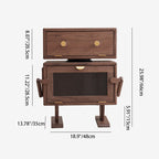 Lumendat Contemporary Creative Kids Robot Rectangular Cubic Wood Nightstand Swivel 2-Cabinet For Bedroom Lumendat