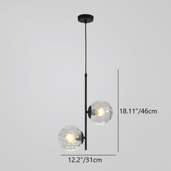 Modern Minimalist Iron Glass Round Ball Branch 2-Light Chandelier for Living Room Lumendat