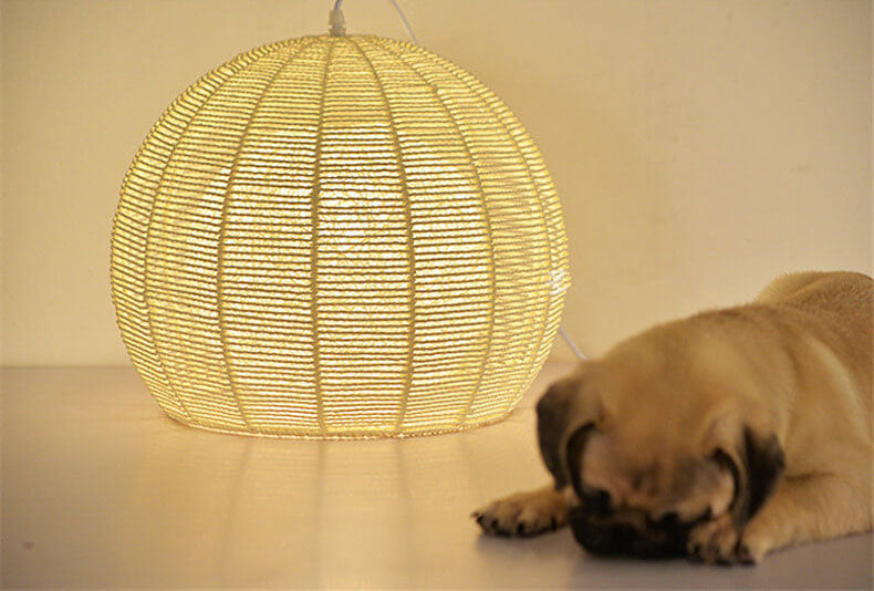 Modern Double Rattan Shade 1-Light Globe Pendant Light