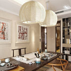 Modern Double Rattan Shade 1-Light Globe Pendant Light