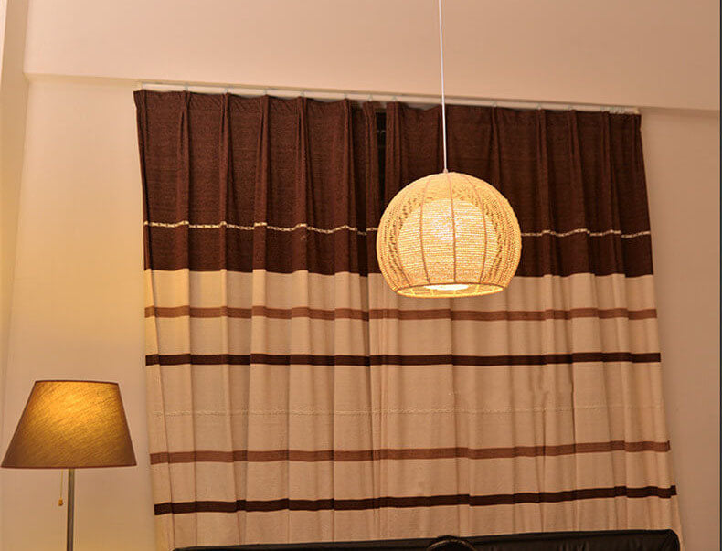 Modern Double Rattan Shade 1-Light Globe Pendant Light