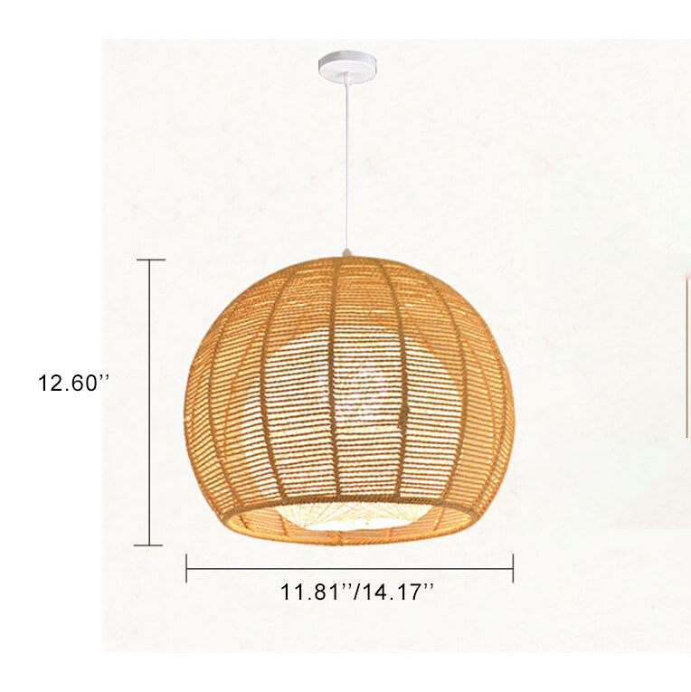 Modern Double Rattan Shade 1-Light Globe Pendant Light