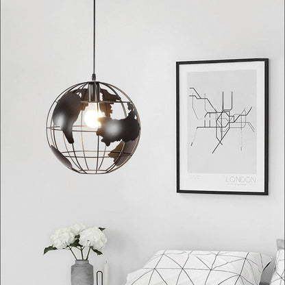 Contemporary Creative Round Earth Shaped Iron 1-Light Pendant Light For Living Room