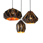 Vintage Wrought Iron Geometric Diamond Pendant Light BulbSquare