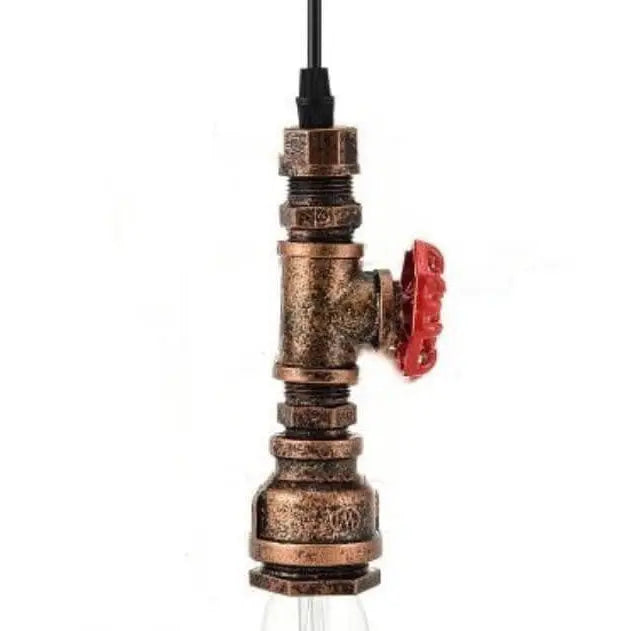 Industrial Retro Water Pipe Aged Metal 1-light Pendant Light BulbSquare