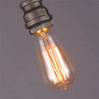 Industrial Retro Water Pipe Aged Metal 1-light Pendant Light BulbSquare