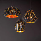 Vintage Wrought Iron Geometric Diamond Pendant Light BulbSquare
