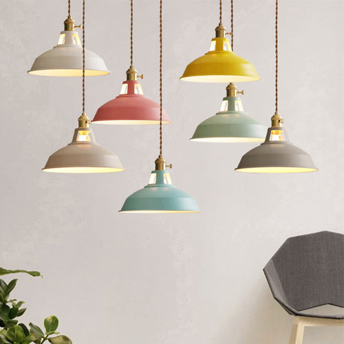 Industrial 1-Light Colorful Barn Shade Pendant Light
