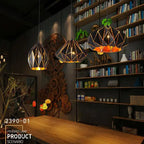 Vintage Wrought Iron Geometric Diamond Pendant Light BulbSquare