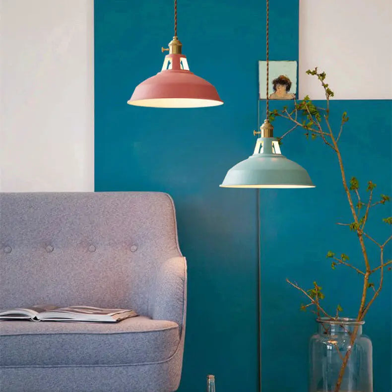 Industrial 1-light Colorful Barn Shade Pendant Light Lumendat