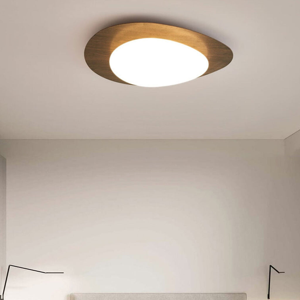 Nordic Iron Wood Grain Pebble LED Flush Mount Ceiling Light Lumendat