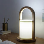 Nordic Fabric Column Solid Wood Portable Design 1-Light Table Lamp Lumendat