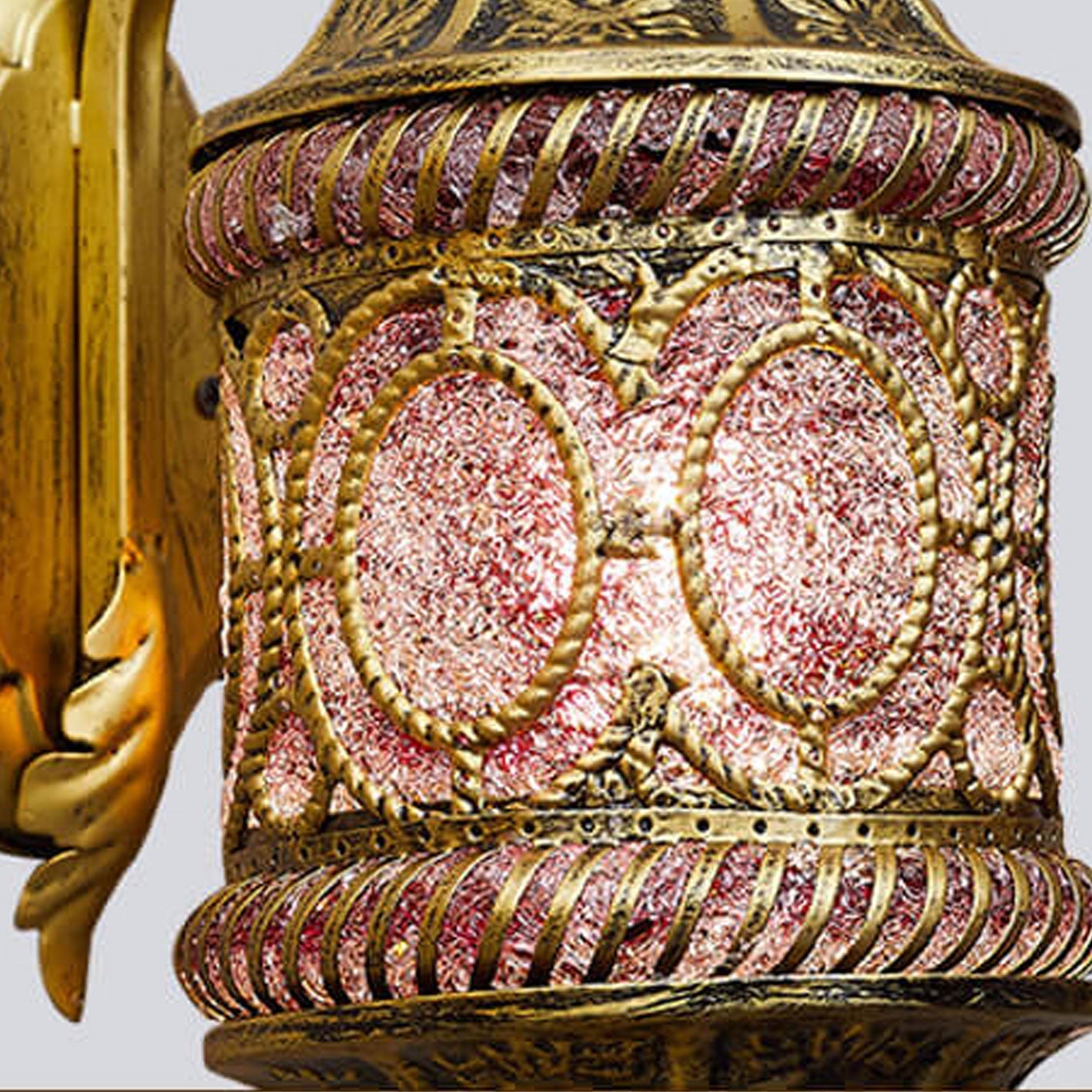 Southeast Asian Style Hollow Iron Pink 1-Light Wall Sconce Lamp Lumendat