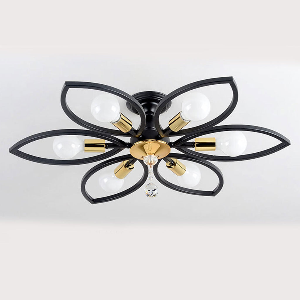 Nordic Light Luxury Wrought Iron Crystal 6/8-light Flush Mount Ceiling Light BulbSquare
