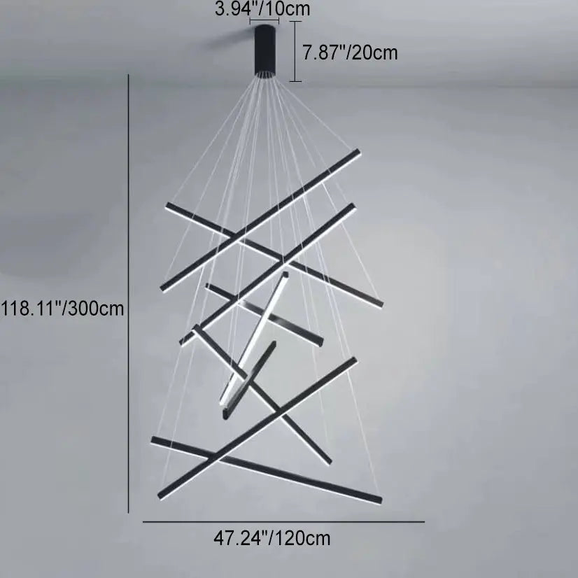 Nordic Light Luxury Iron Aluminum Geometric Line Combination LED Chandelier Lumendat