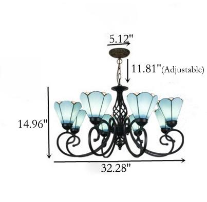 European Creative Tiffany Glass 3/5/6/8 Lights Chandelier BulbSquare