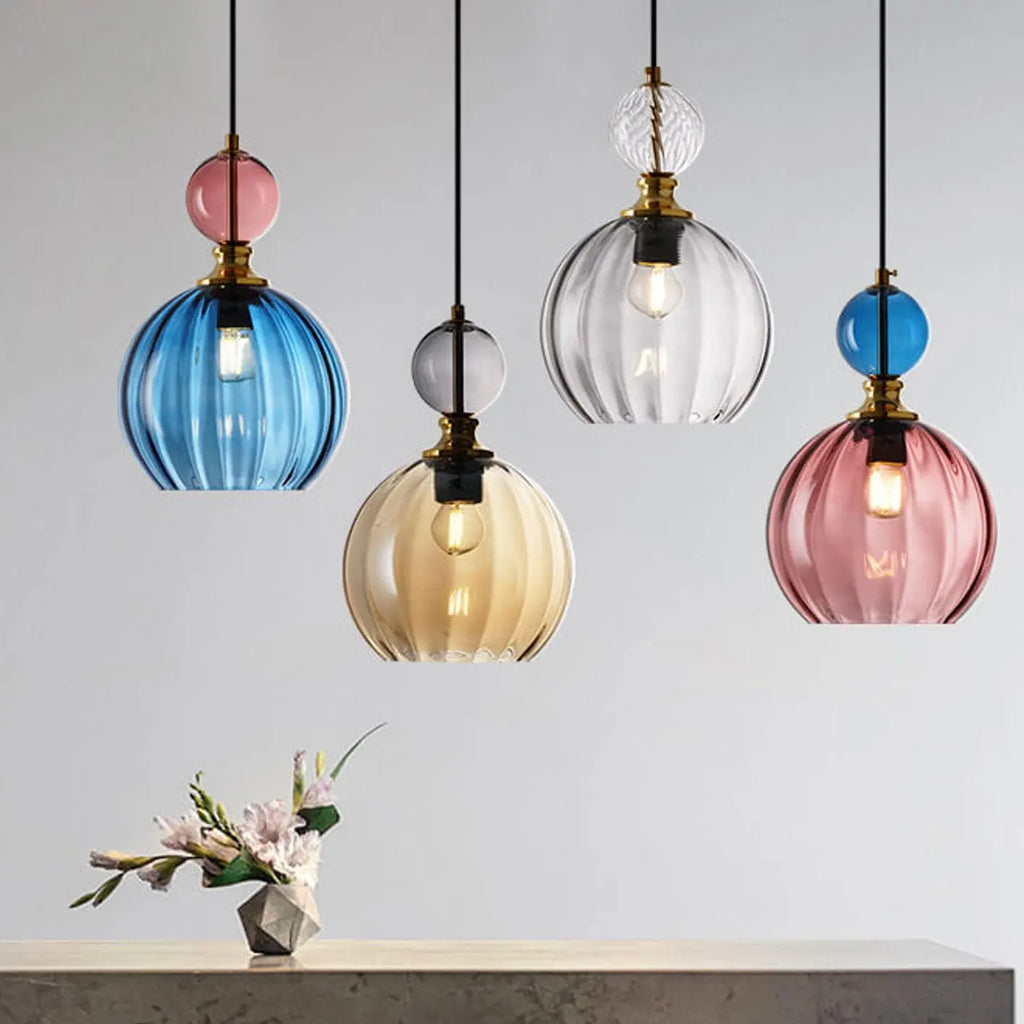 Danish Creative Stripes Glass Round 1/3 Light Chandelier Lumendat