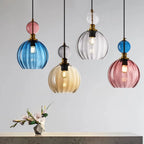 Danish Creative Stripes Glass Round 1/3 Light Chandelier Lumendat