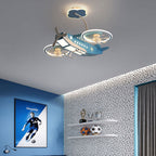Lumendat Creative Cartoon Aircraft Kids Flush Mount Ceiling Fan Light Lumendat