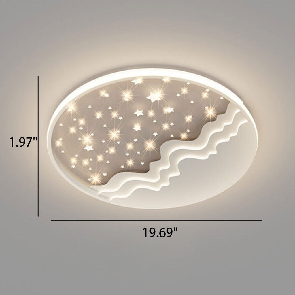 Nordic Creative Star Moon Round Aluminum LED Flush Mount Ceiling Light BulbSquare