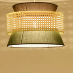 Modern Rattan Japanese Drum Shape 1-light Pendant Light BulbSquare