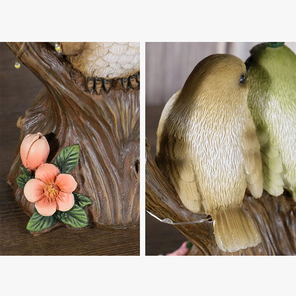 Creative Garden Solar Night Light Heart-shaped Resin Bird Outdoor LED Ornament Light Lumendat