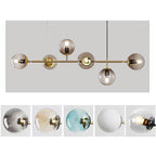 Modern Minimalist Long Glass Round Globe Island Light 6-light Chandelier BulbSquare