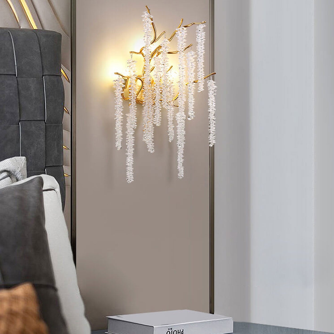 Modern Light Luxury Tree Branch Crystal 3-Light Wall Sconce Lamp Lumendat