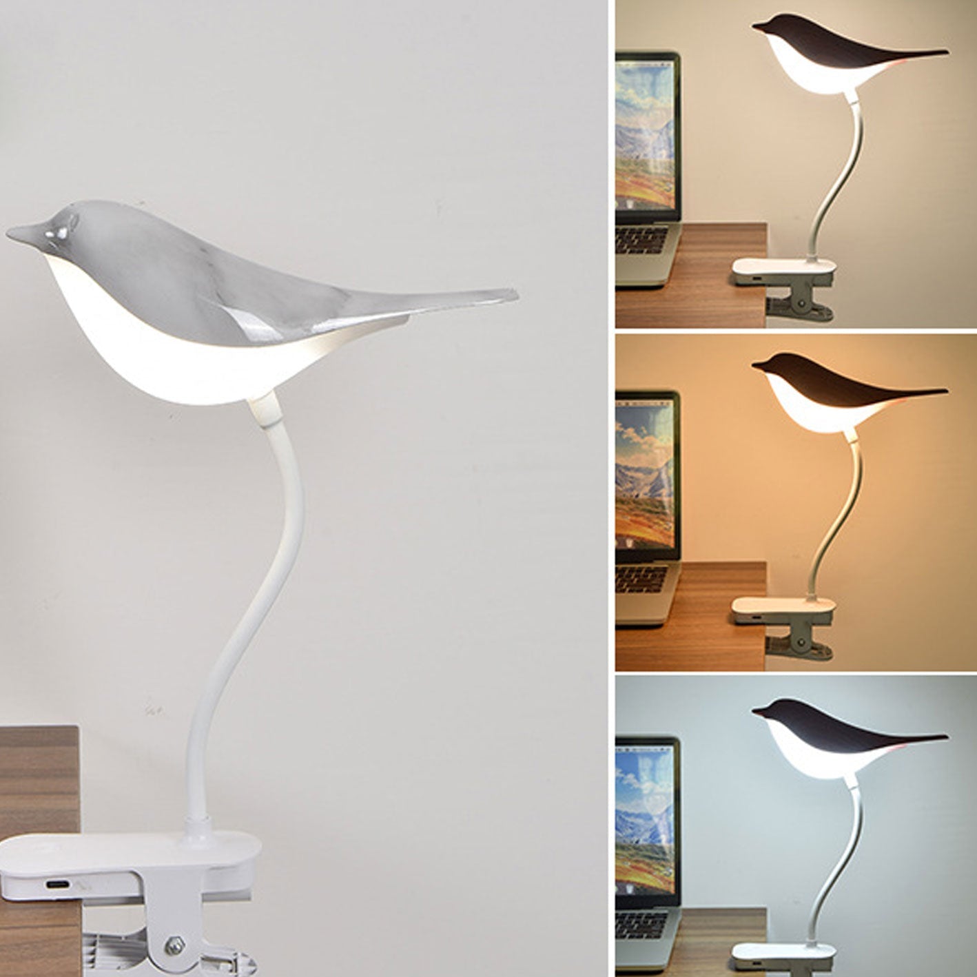 Nordic Creative Bird Clip USB Charging LED Night Light Table Lamp Lumendat