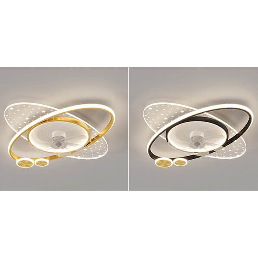 Lumendat Modern Creative Planet Star Effect LED Flush Mount Ceiling Fan Light Lumendat