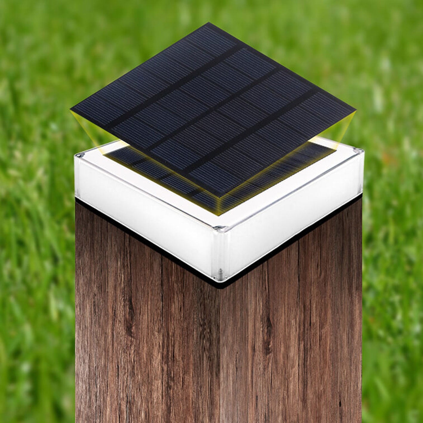 Modern Solar RGB Square Post Head Light Outdoor Garden Landscape Light Lumendat