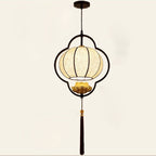 Traditional Chinese Luxury Wrought Iron Fabric 1-Light Pendant Light For Living Room Lumendat