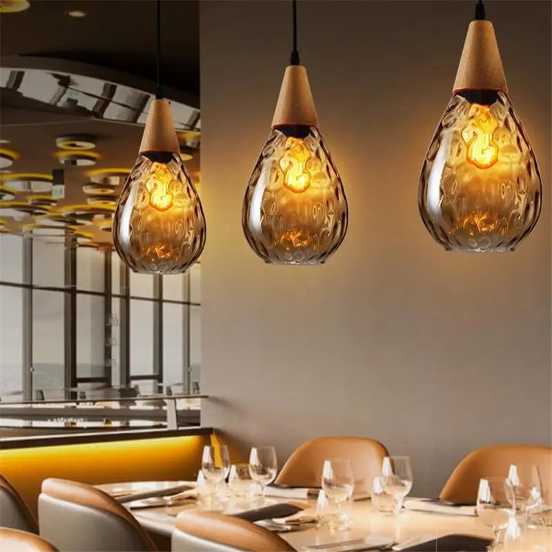 Water Ripple Glass 1-light Drop Shaped Pendant Light Lumendat