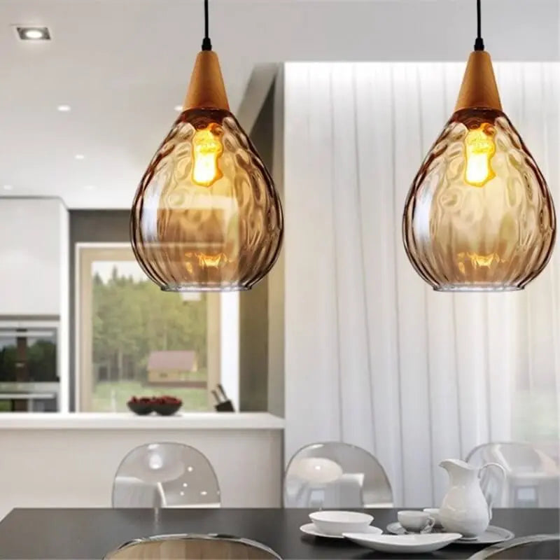 Water Ripple Glass 1-light Drop Shaped Pendant Light Lumendat