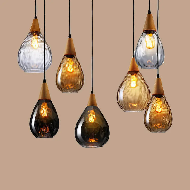 Water Ripple Glass 1-light Drop Shaped Pendant Light Lumendat