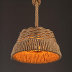 Vintage Hemp Rope 1-light Dome Pendant Light BulbSquare