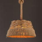 Vintage Hemp Rope 1-light Dome Pendant Light BulbSquare