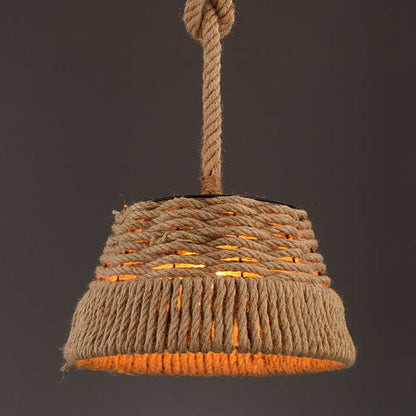Vintage Hemp Rope 1-light Dome Pendant Light