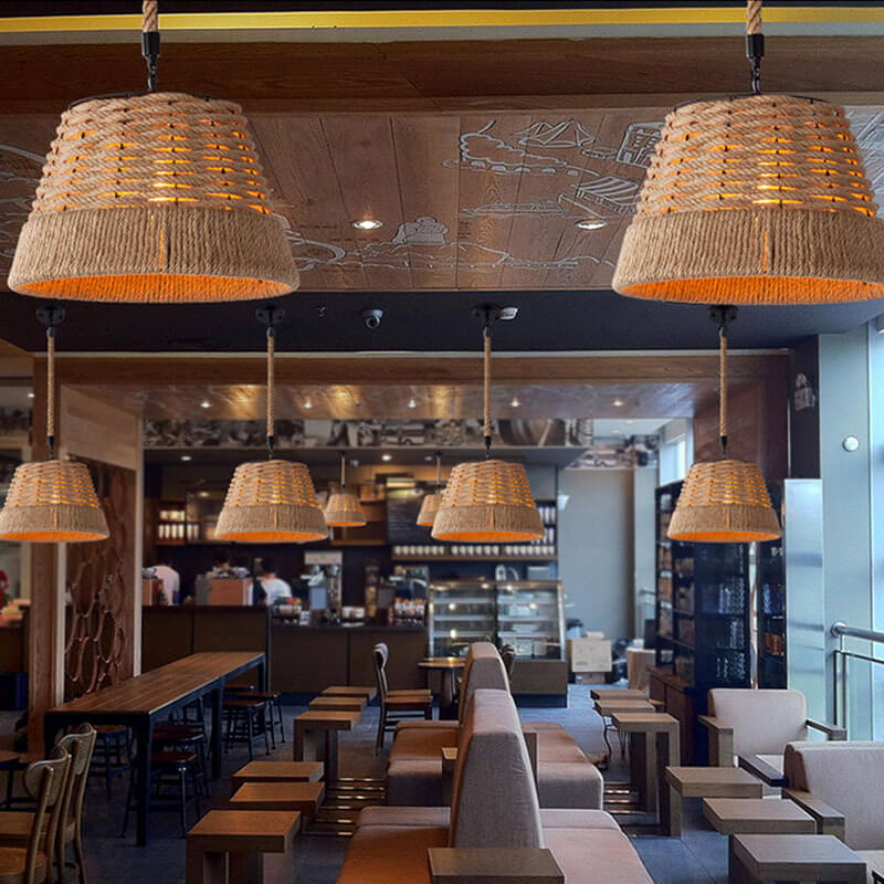 Vintage Hemp Rope 1-light Dome Pendant Light
