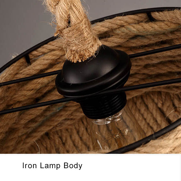 Vintage Hemp Rope 1-light Dome Pendant Light