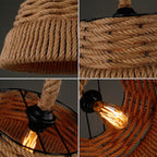 Vintage Hemp Rope 1-light Dome Pendant Light BulbSquare