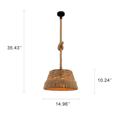 Vintage Hemp Rope 1-light Dome Pendant Light
