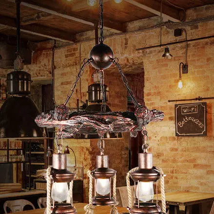 Vintage Nautical 3/7-light Metal Lantern Chandeliers Lumendat